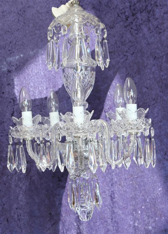 A modern cut glass four light chandelier, drop 2ft